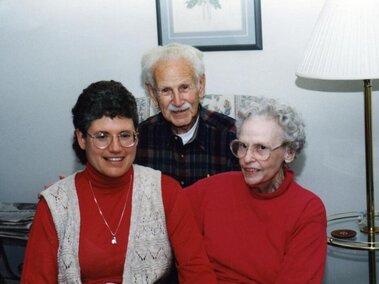 Katherine, John, and Marjorie Hall in 1996.